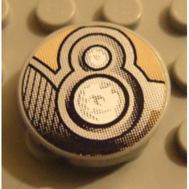 light gray tile round 2 x 2 with fancy headlights pattern sticker - set 8371