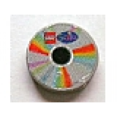 tile round 2 x 2 with cd pastel sectors and lego scala logo pattern sticker - sets 3142 3159