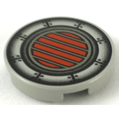 light gray tile round 2 x 2 with yellow and black vent lines in red circle and plates with rivets pattern sw podracer
