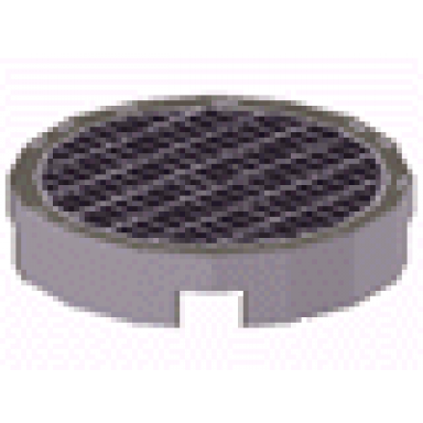 light gray tile round 2 x 2 with fine mesh grille manhole cover pattern