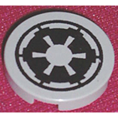 light gray tile round 2 x 2 with sw imperial logo pattern