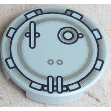 light gray tile round 2 x 2 with hatch round pattern