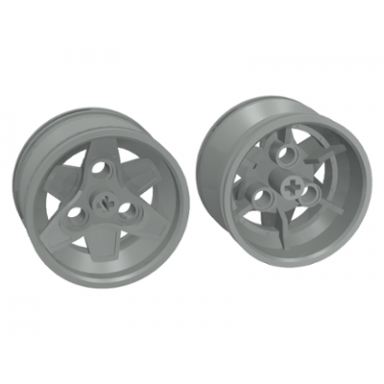 light gray wheel 43.2mm d x 26mm technic racing small 3 pin holes