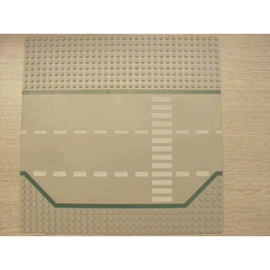 light gray baseplate road 32 x 32 3 lane with green lines white dashed lines and crosswalk pattern