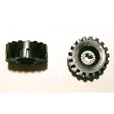 light gray technic bush 1 2 toothed type i with black tire 21mm d x 9mm offset tread medium 4265a 4084