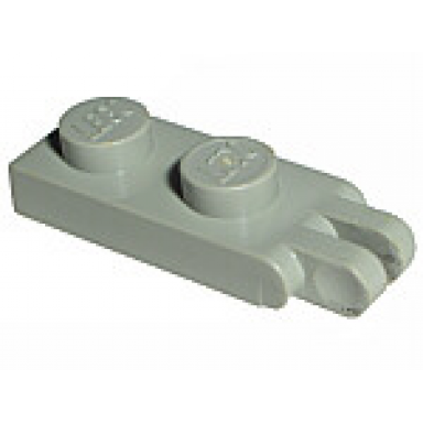 light gray hinge plate 1 x 2 with 2 fingers on end - solid studs