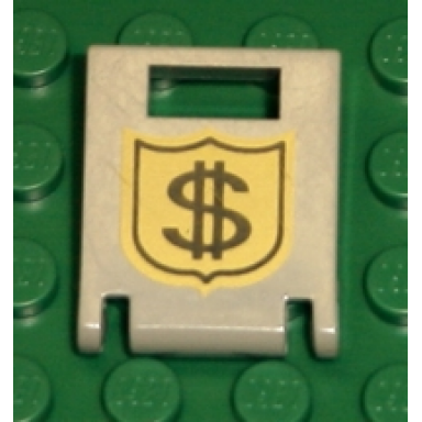 light gray container box 2 x 2 x 2 door with slot with money on badge pattern