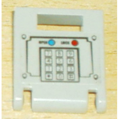 light gray container box 2 x 2 x 2 door with slot with keypad and blue and red buttons pattern sticker - set 7045