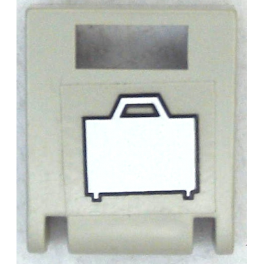 light gray container box 2 x 2 x 2 door with slot with white suitcase pattern sticker - set 6399