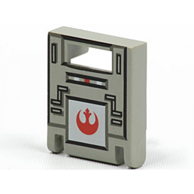 light gray container box 2 x 2 x 2 door with slot with red sw rebel alliance symbol pattern