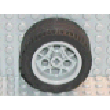 light gray wheel 30.4mm d x 20mm with 3 pin holes with black tire 43.2 x 22 zr 44292 44309