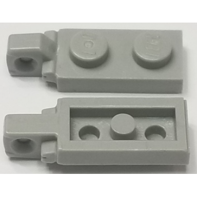 light gray hinge plate 1 x 2 locking with 1 finger on end with bottom groove