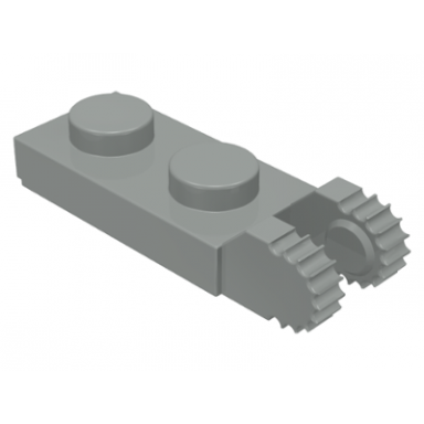 light gray hinge plate 1 x 2 locking with 2 fingers on end