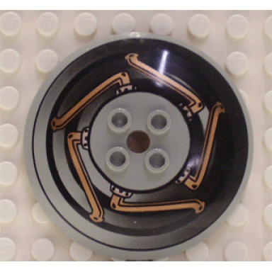 light gray dish 6 x 6 inverted radar - hollow studs with copper and black machinery pattern