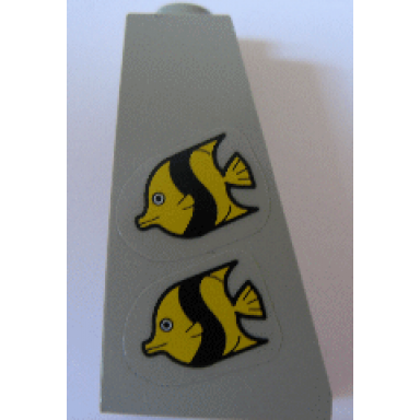 light gray slope 75 2 x 1 x 3 with two fish pattern stickers - set 1782