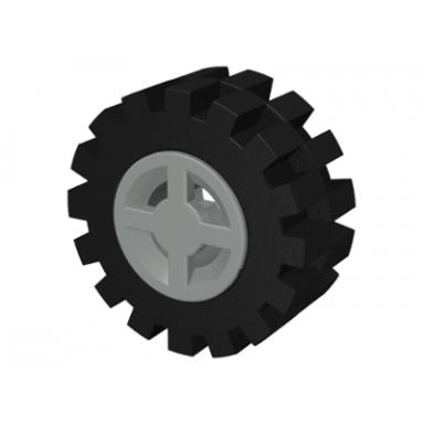 light gray wheel 8mm d x 6mm with black tire 15mm d x 6mm offset tread small 4624 3641