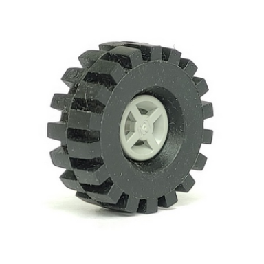 light gray wheel 8mm d x 6mm with black tire 21mm d x 9mm offset tread medium 4624 4084