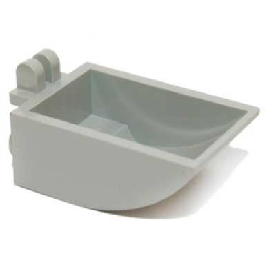 light gray vehicle digger bucket 2 x 3 curved bottom hollow with 2 fingers hinge