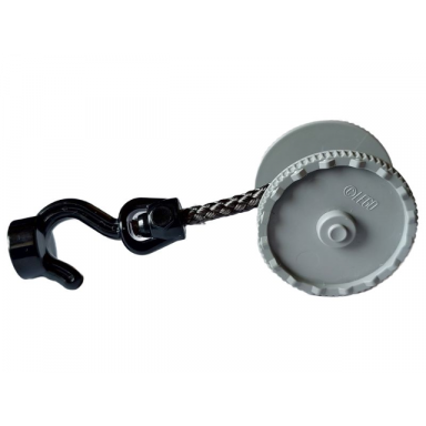 light gray duplo winch drum wide with pearl dark gray thick string and black thin hook rotating with stud holder