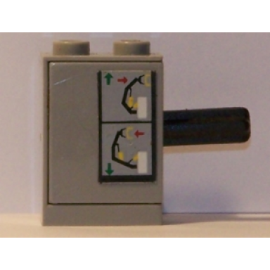 light gray pneumatic switch with top studs with arm lever control pattern sticker - set 8868