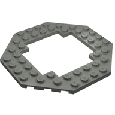 light gray plate modified 10 x 10 octagonal with 6 x 6 open center