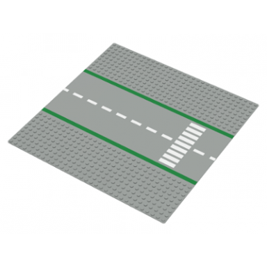 light gray baseplate road 32 x 32 9-stud straight with road and crosswalk pattern
