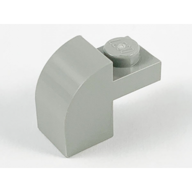 light gray slope curved 2 x 1 x 1 1 3 with recessed stud