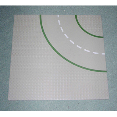 light gray baseplate road 32 x 32 9-stud curve with road pattern