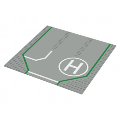 light gray baseplate road 32 x 32 with 3 driveways white lines circle h pattern