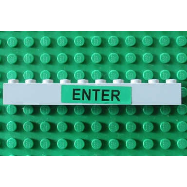 light gray brick 1 x 10 with black enter on green background pattern sticker - set 4556
