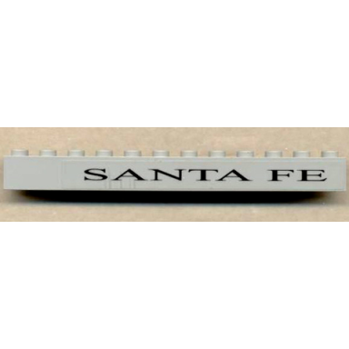 light gray brick 1 x 12 with santa fe pattern sticker - set 10020
