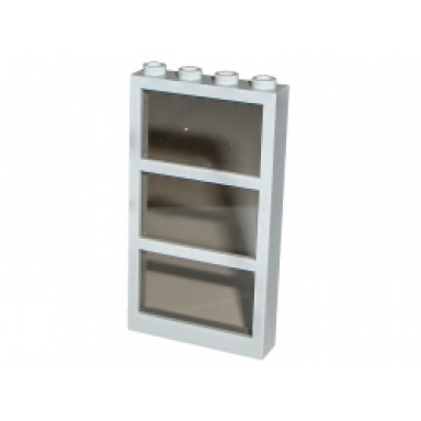 light gray window 1 x 4 x 6 with 3 panes with fixed trans-brown glass