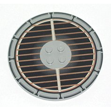 light gray tile round 8 x 8 with 4 studs in center with grille pattern
