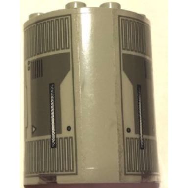light gray cylinder half 2 x 4 x 4 with engine detail pattern on left and right sides stickers - set 7191