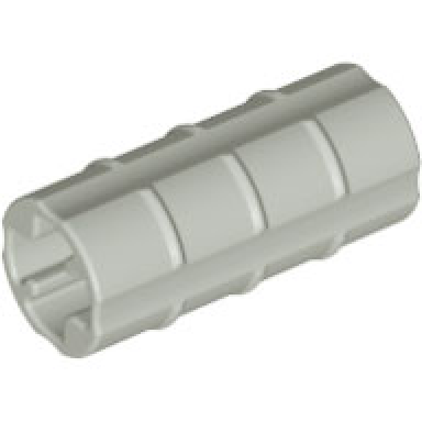 light gray technic axle connector 2l ridged with x hole x orientation