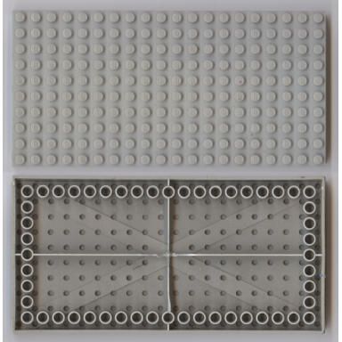 light gray brick 10 x 20 with bottom tubes in single row around edge with cross support