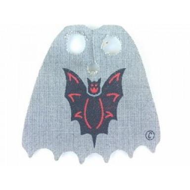 light gray minifigure cape cloth scalloped 6 points with black bat and copyright symbol © pattern