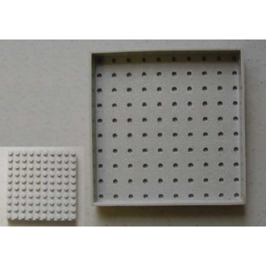 light gray brick 10 x 10 without bottom tubes without cross supports