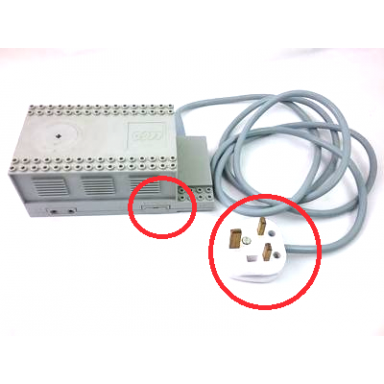 light gray electric train 12v transformer for 230v - type 3 with output cover plug uk