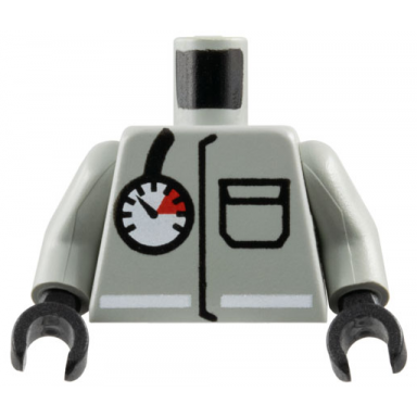 light gray torso fire uniform jacket with pocket and white stripe air gauge pattern light gray arms black hands