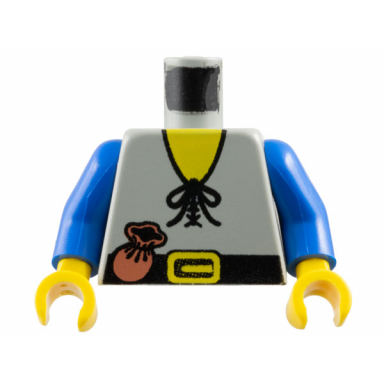 light gray torso castle forestman tie shirt and purse pattern blue arms yellow hands