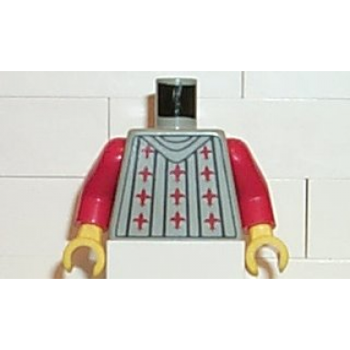 light gray torso castle fright knights fleur-de-lis pattern red arms yellow hands
