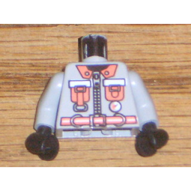 light gray torso fire shirt with 2 orange pockets small gauge and orange belt pattern light gray arms black hands