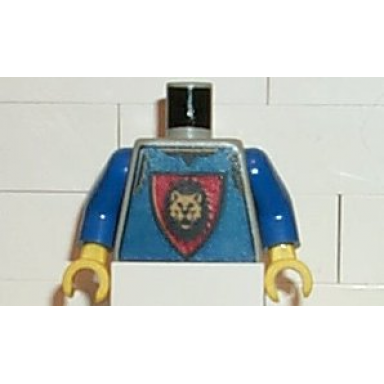 light gray torso castle knights kingdom vest shield and lion head pattern blue arms yellow hands