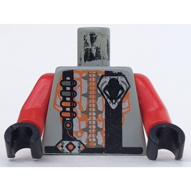 light gray torso space ufo black stripes and 4 pips pattern red arms black hands