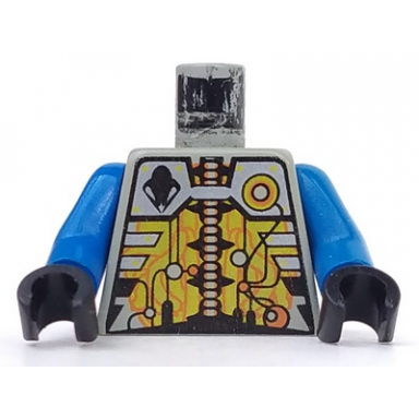 light gray torso space ufo silver and gold circuitry pattern blue arms black hands