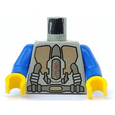 light gray torso space life on mars lom gold triangular machinery and belt pattern blue arms yellow hands
