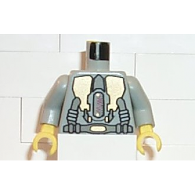 light gray torso space life on mars lom gold triangular machinery and belt pattern light gray arms yellow hands