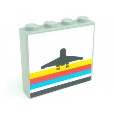 light gray stickered assembly 4 x 1 x 3 with classic airport logo pattern sticker - sets 6392 6396 - 3 brick 1 x 4
