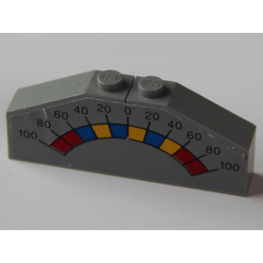 light gray stickered assembly 6 x 1 x 2 with weight scale pattern sticker - set 4557 - 1 brick 1 x 6 2 slope 3 x 1